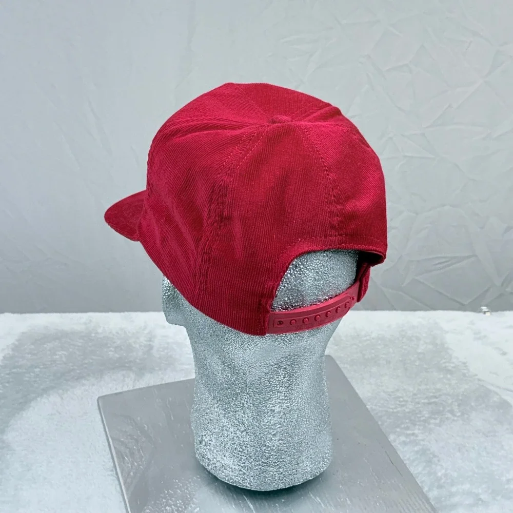 Vintage Trucker Hat Red Corduroy Biplane Aviation Snapback Airplane Baseball Cap